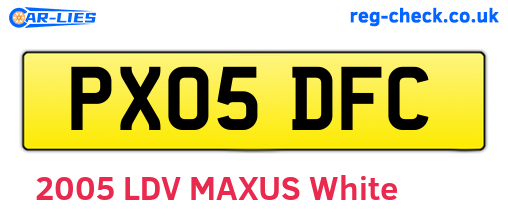 PX05DFC are the vehicle registration plates.