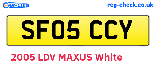 SF05CCY are the vehicle registration plates.