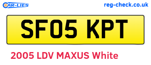 SF05KPT are the vehicle registration plates.