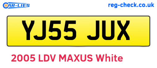 YJ55JUX are the vehicle registration plates.