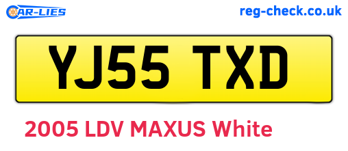 YJ55TXD are the vehicle registration plates.