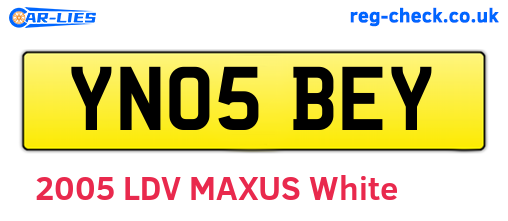 YN05BEY are the vehicle registration plates.