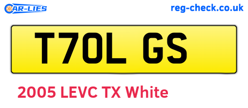 T70LGS are the vehicle registration plates.
