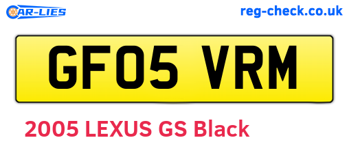 GF05VRM are the vehicle registration plates.