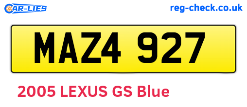 MAZ4927 are the vehicle registration plates.