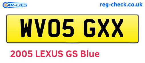 WV05GXX are the vehicle registration plates.
