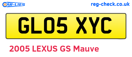 GL05XYC are the vehicle registration plates.