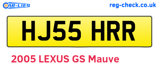 HJ55HRR are the vehicle registration plates.
