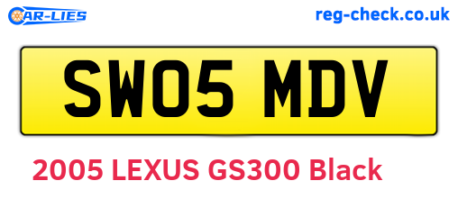 SW05MDV are the vehicle registration plates.