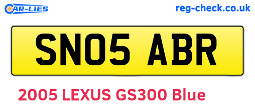 SN05ABR are the vehicle registration plates.