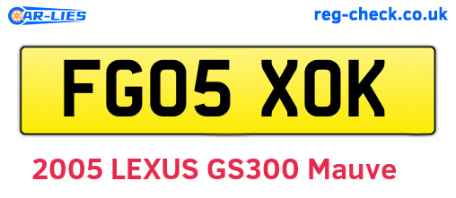 FG05XOK are the vehicle registration plates.