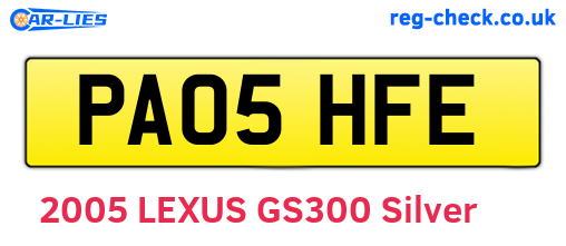 PA05HFE are the vehicle registration plates.
