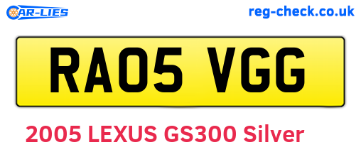 RA05VGG are the vehicle registration plates.