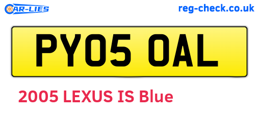 PY05OAL are the vehicle registration plates.