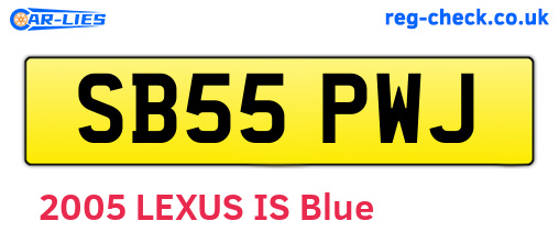 SB55PWJ are the vehicle registration plates.