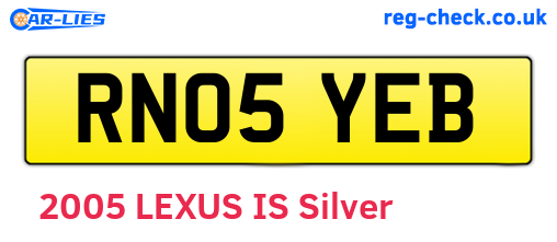 RN05YEB are the vehicle registration plates.
