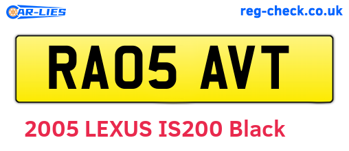 RA05AVT are the vehicle registration plates.