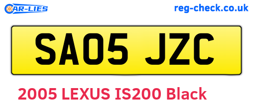SA05JZC are the vehicle registration plates.