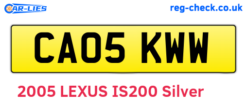CA05KWW are the vehicle registration plates.