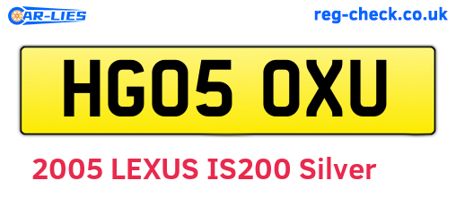 HG05OXU are the vehicle registration plates.