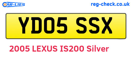 YD05SSX are the vehicle registration plates.