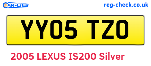 YY05TZO are the vehicle registration plates.