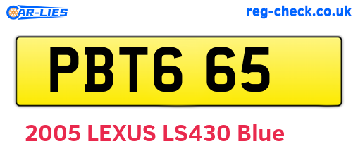 PBT665 are the vehicle registration plates.