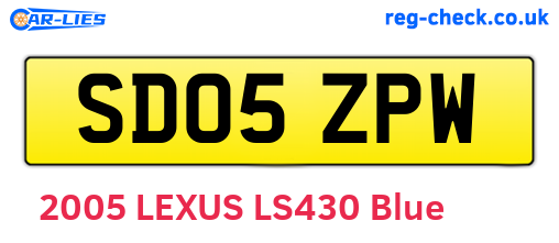 SD05ZPW are the vehicle registration plates.
