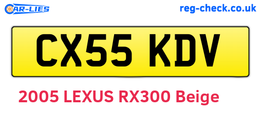 CX55KDV are the vehicle registration plates.