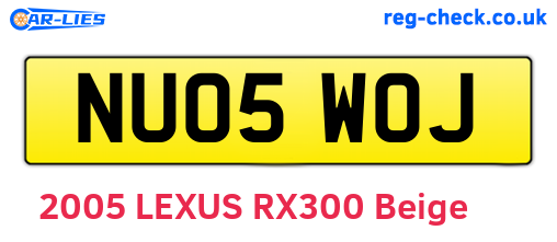 NU05WOJ are the vehicle registration plates.