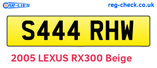 S444RHW are the vehicle registration plates.
