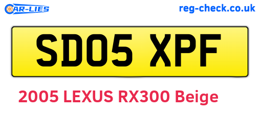 SD05XPF are the vehicle registration plates.