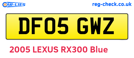DF05GWZ are the vehicle registration plates.