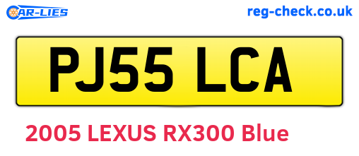 PJ55LCA are the vehicle registration plates.