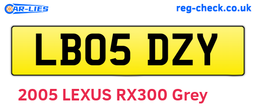LB05DZY are the vehicle registration plates.