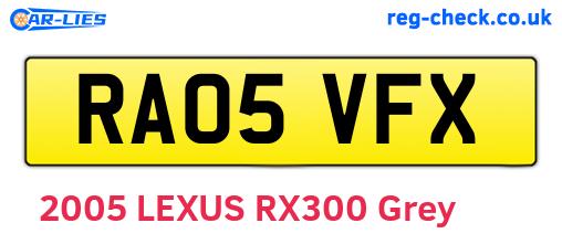 RA05VFX are the vehicle registration plates.