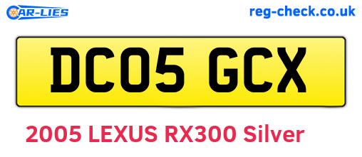 DC05GCX are the vehicle registration plates.