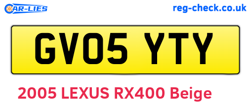 GV05YTY are the vehicle registration plates.