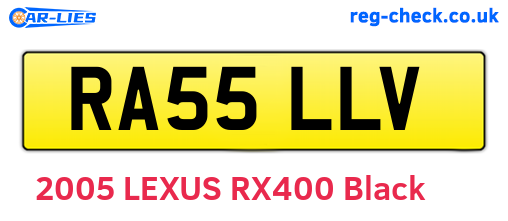 RA55LLV are the vehicle registration plates.