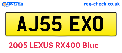 AJ55EXO are the vehicle registration plates.