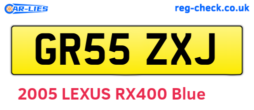 GR55ZXJ are the vehicle registration plates.