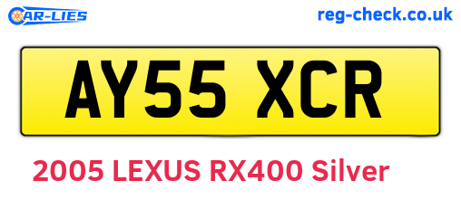 AY55XCR are the vehicle registration plates.
