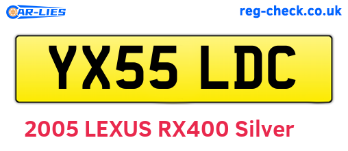 YX55LDC are the vehicle registration plates.