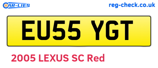 EU55YGT are the vehicle registration plates.