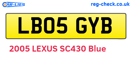 LB05GYB are the vehicle registration plates.