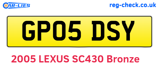 GP05DSY are the vehicle registration plates.