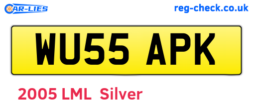 WU55APK are the vehicle registration plates.