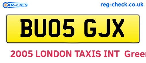 BU05GJX are the vehicle registration plates.