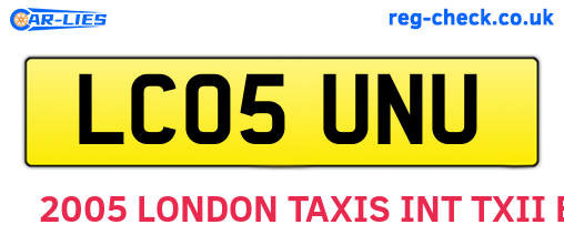 LC05UNU are the vehicle registration plates.