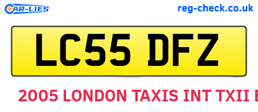 LC55DFZ are the vehicle registration plates.